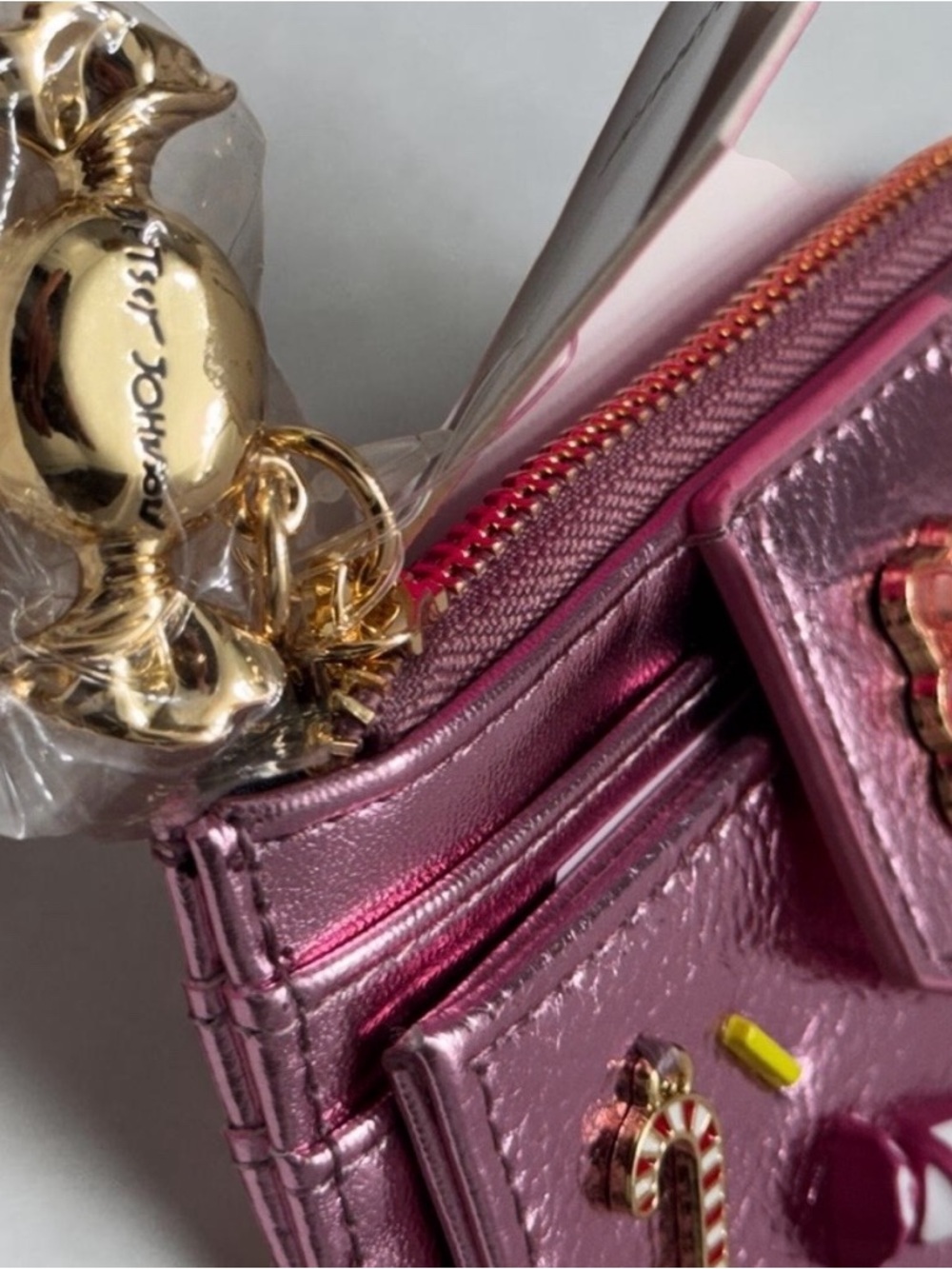 Betsey Johnson Candy charms bifold wallet, metallic pink NWT - Picture 4 of 10